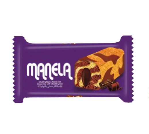 Manela, Prăjitură cu cacao umplută cu sos de ciocolată, 50g
